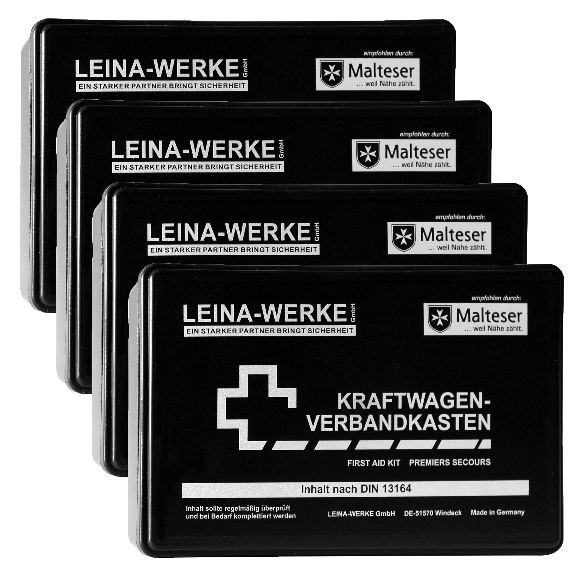 LEINA WERKE 4x Verbandkasten schwarz DIN 13164-2022-02 10002