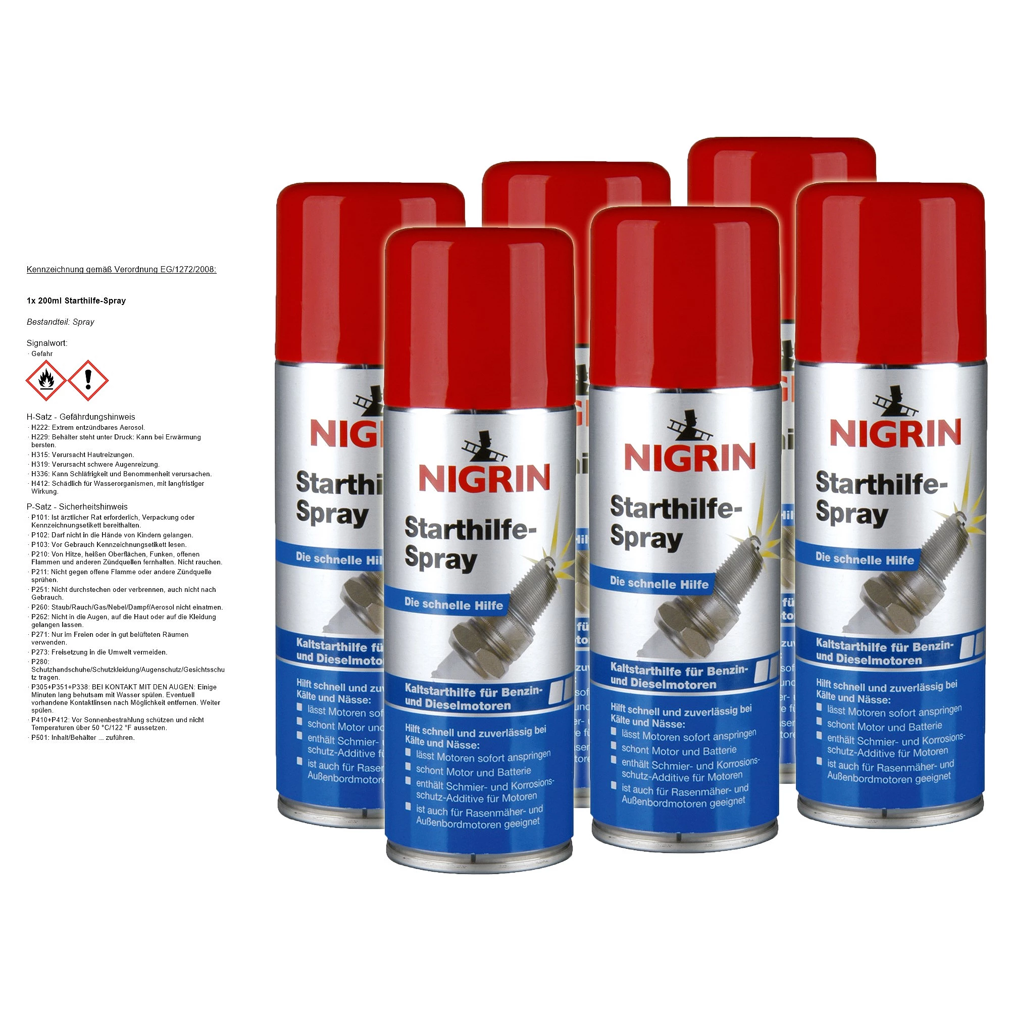 NIGRIN 6x 200ml Starthilfe-Spray 74040 günstig online kaufen