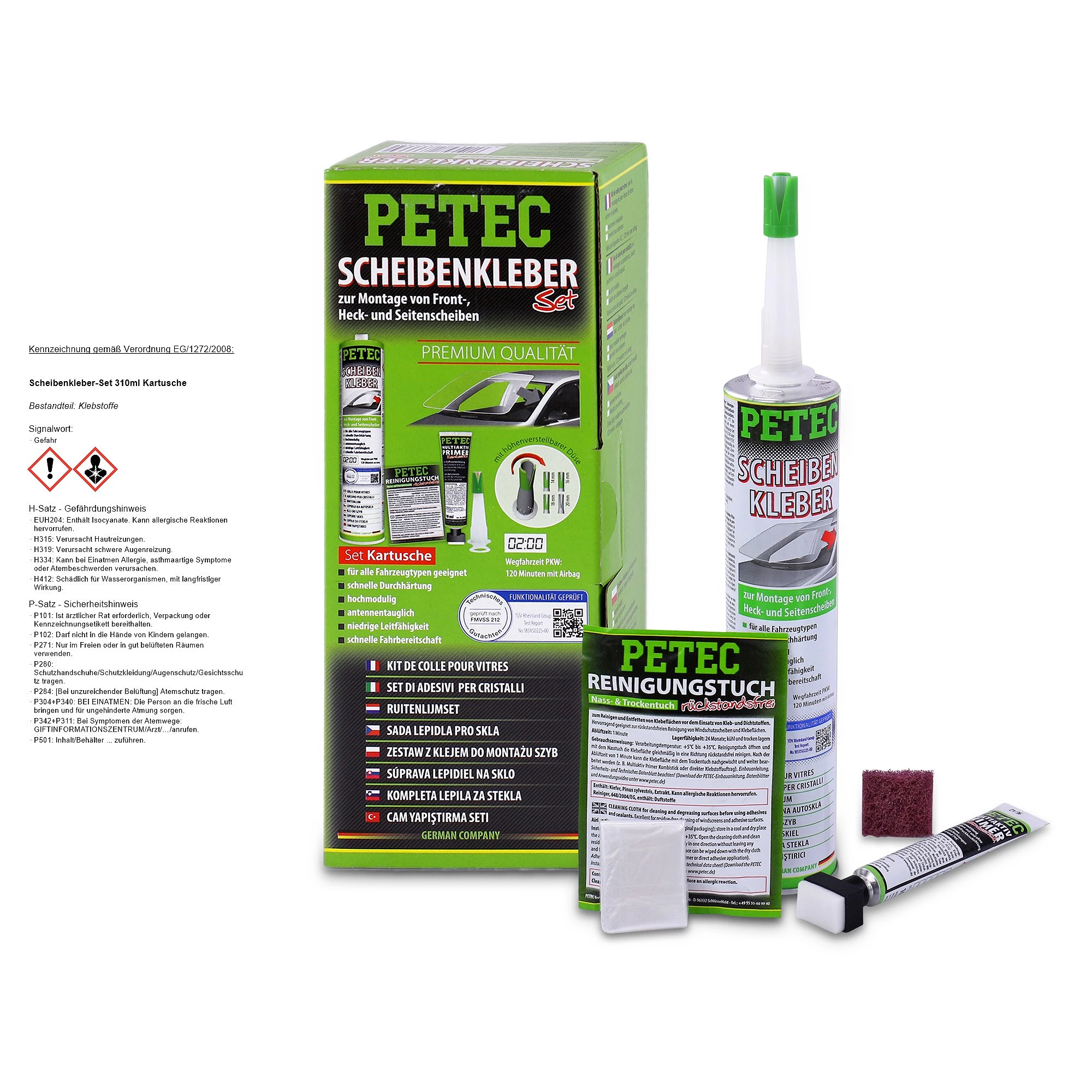 PETEC Scheibenkleber 83310 schwarz, aushärtend, Kartusche, Inhalt