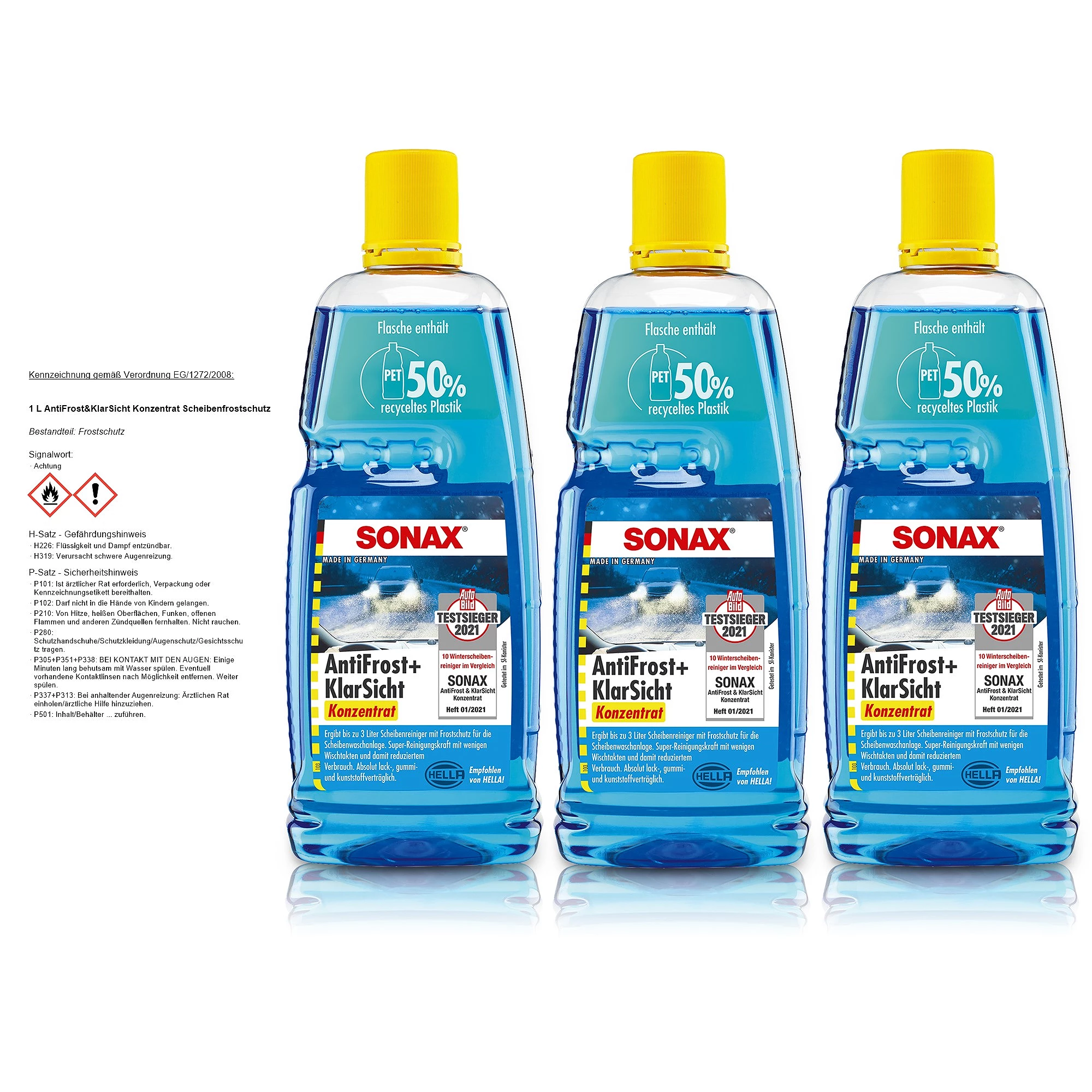 SONAX 3x 1 L AntiFrost&KlarSicht Konzentrat Scheibenfrostschutz