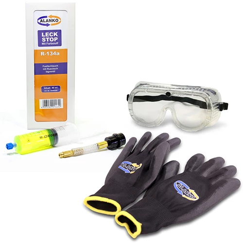 40ml Dichtmittel LeckStopp R134a + Handschuhe + Schutzbrille